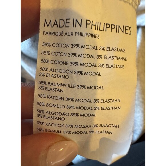 Club Monaco Shirt Women Medium Gray Rib Knit Crew‎ Neck Tee Athleisure Athletic - Picture 8 of 9